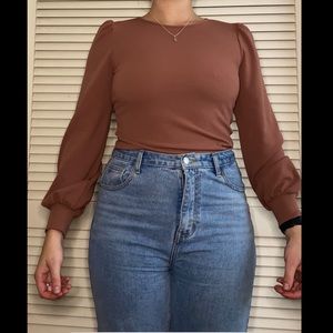 Express Burgundy Puff Shoulder Blouse. Size Small.